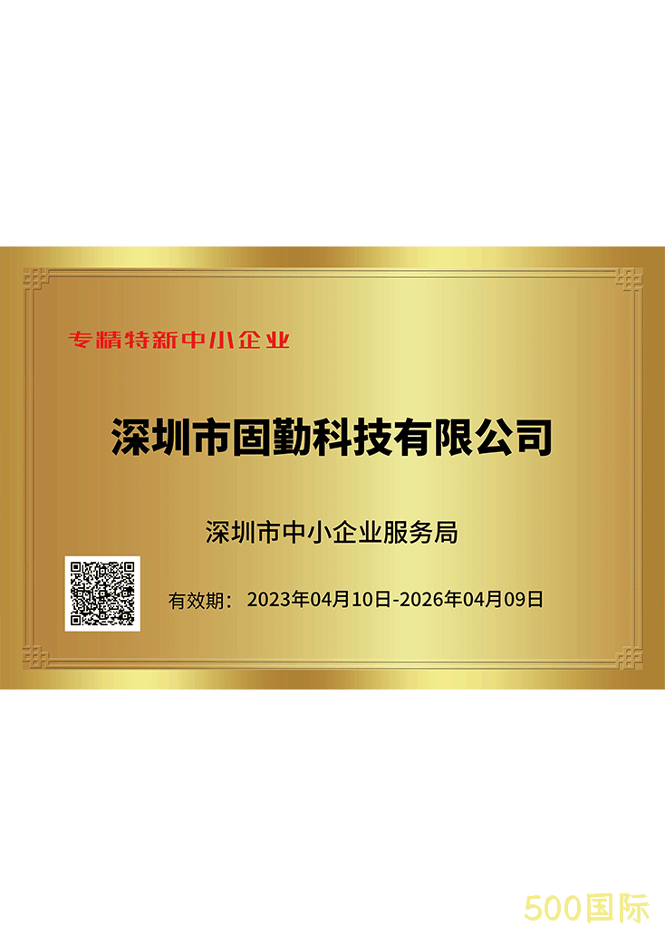 500国际专精特新证书